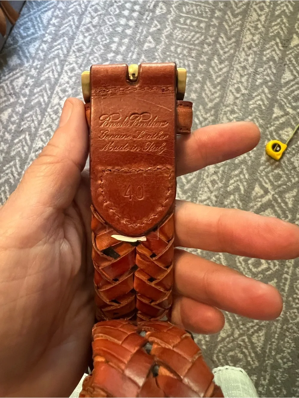 Brooks Brothers Woven Leather Belt Gold Buckle sz 40 but could fit anyone